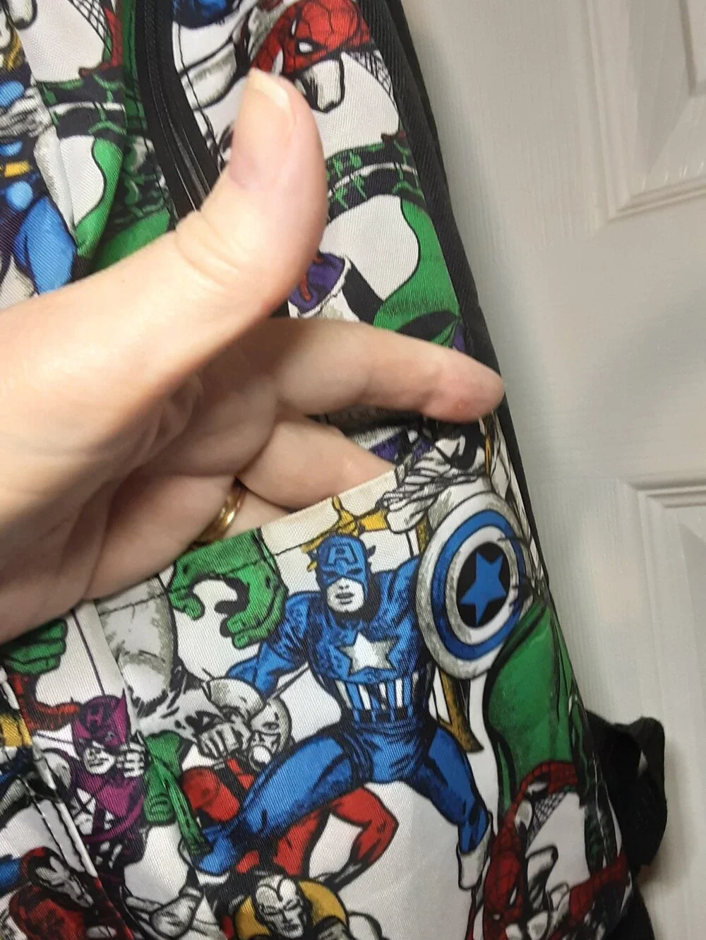 Marvel White Multi Superhero Print Backpack for Men Full Size